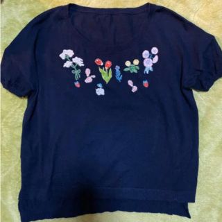 フランシュリッペ(franche lippee)のフランシュリッペ　お花な刺繍の半袖ニット(ニット/セーター)