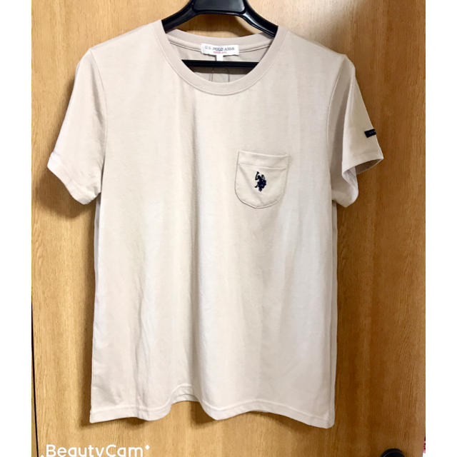 POLO RALPH LAUREN(ポロラルフローレン)のu.s.polo.assn ベージュポケット付きLLワンポイント刺繍Tシャツ レディースのトップス(Tシャツ(半袖/袖なし))の商品写真