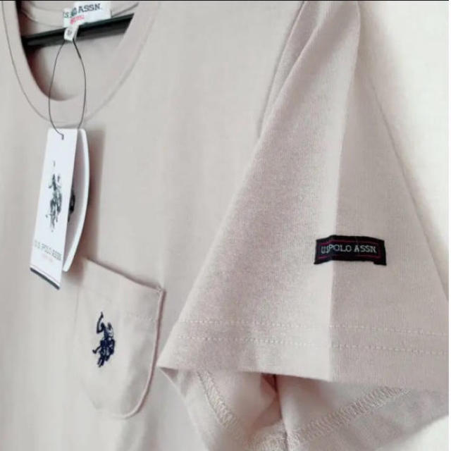 POLO RALPH LAUREN(ポロラルフローレン)のu.s.polo.assn ベージュポケット付きLLワンポイント刺繍Tシャツ レディースのトップス(Tシャツ(半袖/袖なし))の商品写真