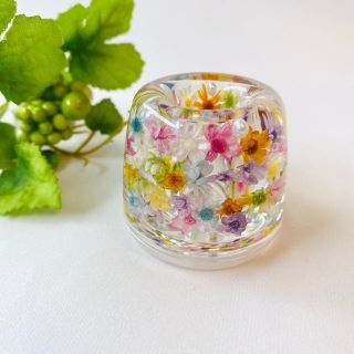 【再販】カラフル☆お花がいっぱい☆固めるハーバリウム ☆ ペン立て (日用品/生活雑貨)