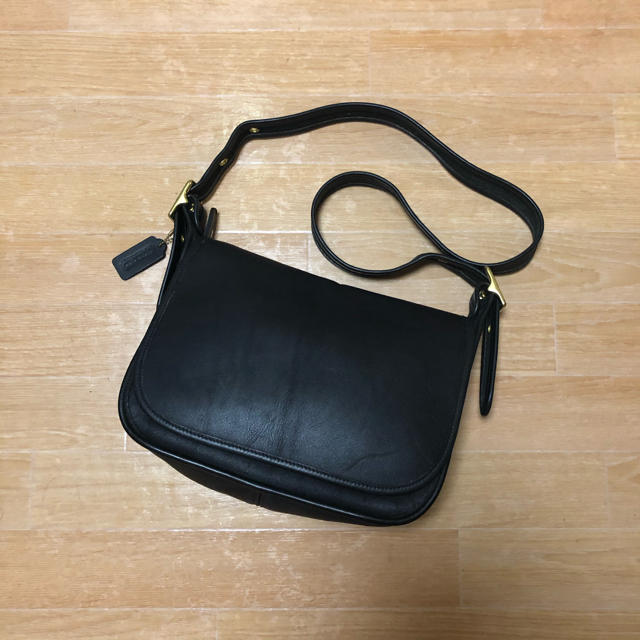 良品 USA製 old COACH レザー ショルダーバッグ ブラック