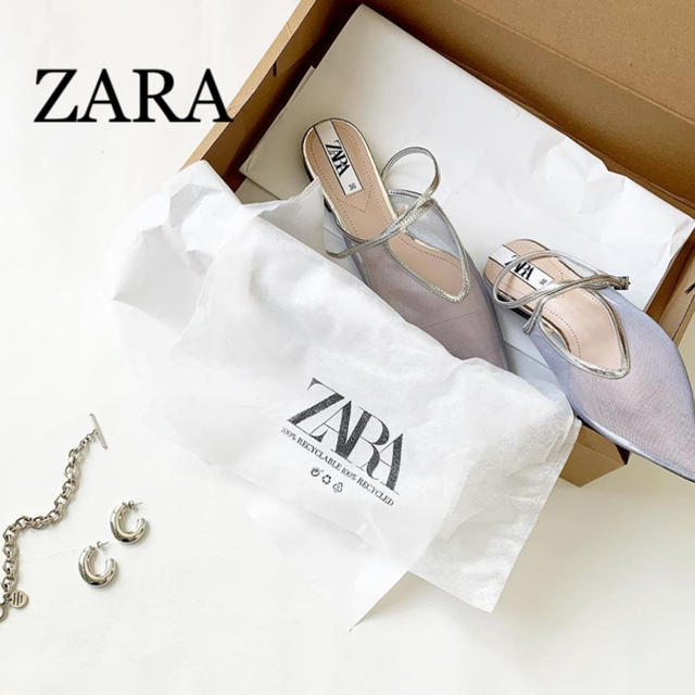 ZARA(ザラ)のZARA♡シルバーバレエシューズ レディースの靴/シューズ(サンダル)の商品写真