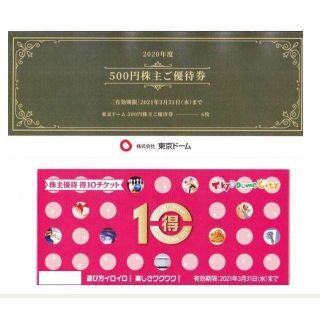 東京ドーム　株主優待500円6枚綴り+得10チケット　【即日発送】(遊園地/テーマパーク)