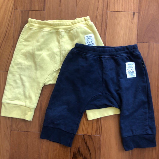 ベルメゾン(ベルメゾン)のパンツ 80  2枚（黄色、紺色）セット キッズ/ベビー/マタニティのベビー服(~85cm)(パンツ)の商品写真