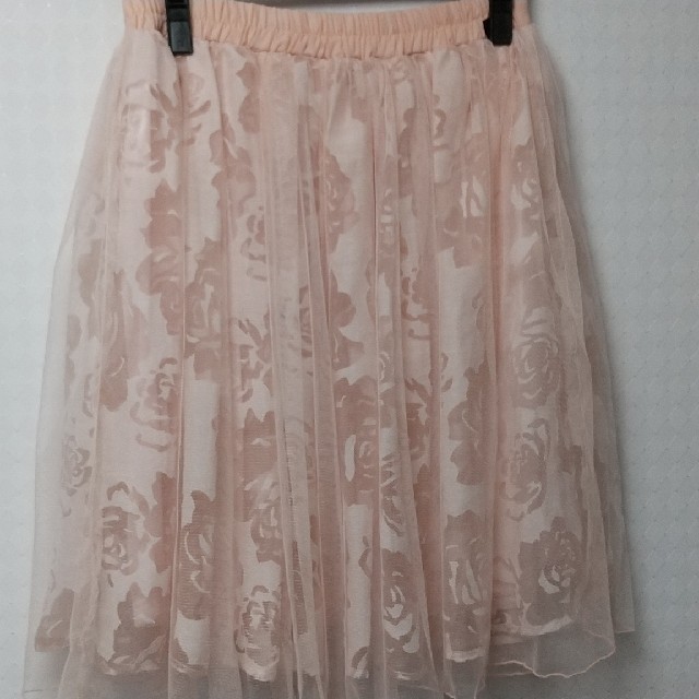 バラ柄　チュール　スカート　Lサイズ レディースのスカート(ひざ丈スカート)の商品写真