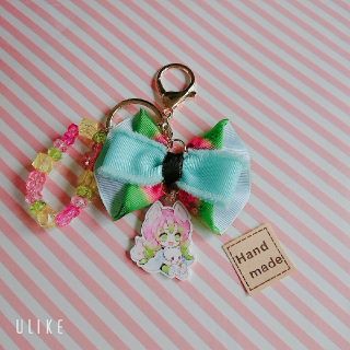 甘露寺蜜璃柄✩.*˚フックキーホルダー ハンドメイド チャーム(バッグチャーム)