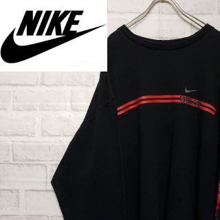 ナイキ(NIKE)の《良デザイン》90s ナイキ ロンT 長袖Tシャツ ブラック XXL(Tシャツ/カットソー(七分/長袖))