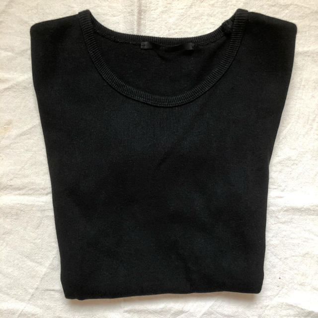 DEUXIEME CLASSE(ドゥーズィエムクラス)のAP studio ブラック リブ Ｔシャツ　トップス レディースのトップス(Tシャツ(半袖/袖なし))の商品写真