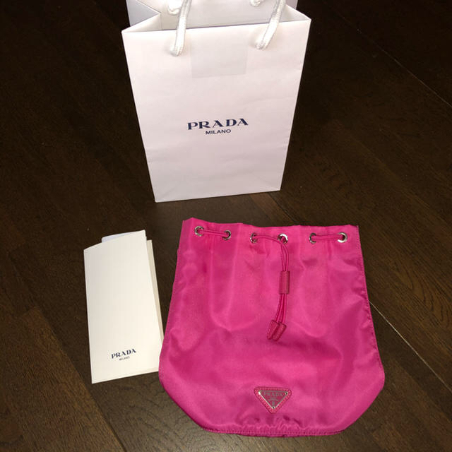 PRADA 巾着ポーチ ピンク