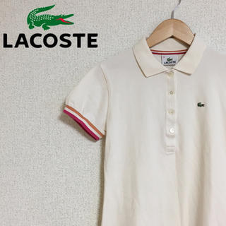ラコステ(LACOSTE)のLACOSTE ラコステ　ポロシャツ  半袖　レディース　白　ホワイト　ピンク(ポロシャツ)