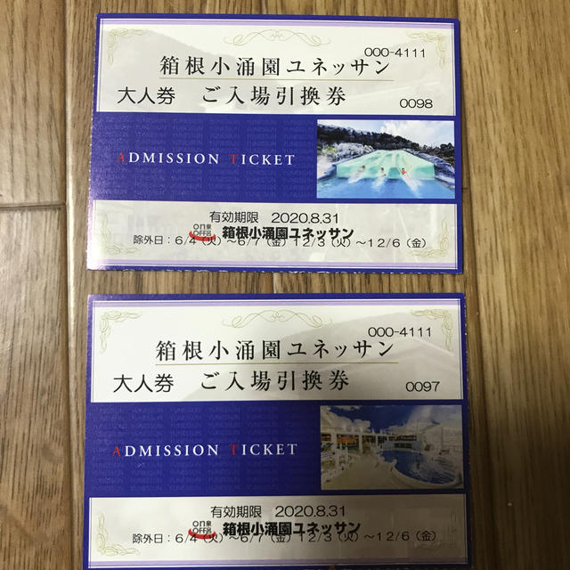 箱根ユネッサン　入場引換券 チケットの施設利用券(遊園地/テーマパーク)の商品写真