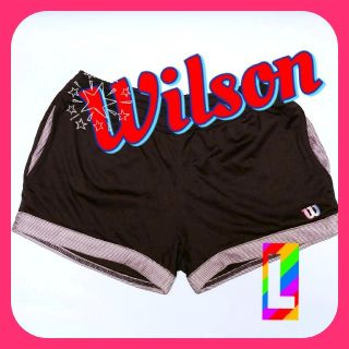 ウィルソン(wilson)のウィルソン☆レディーステニスウェア ショートパンツ 裾ボーダーのネイビー❤️L(ウェア)