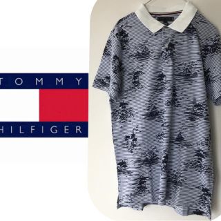 トミーヒルフィガー(TOMMY HILFIGER)の【送料無料】Tommy hilfiger  ポロシャツ　Lサイズ　青/白(ポロシャツ)