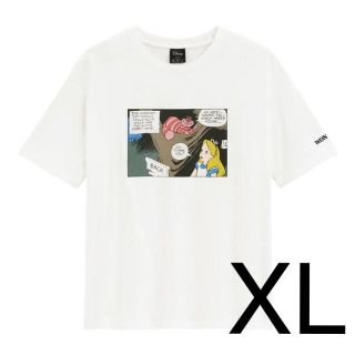 ジーユー(GU)の【新品】GU ディズニーコラボ　アリス　コミックTシャツ　ホワイト　XLサイズ(Tシャツ(半袖/袖なし))