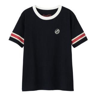 ジーユー(GU)の【新品】GU　コカコーラ　ボトルキャップ　ワンポイント　Tシャツ　ネイビー　L(Tシャツ(半袖/袖なし))