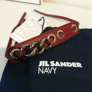 ジルサンダー(Jil Sander)のJIL SANDER NAVY  ジル・サンダー ネイビー  レザー バングル(ブレスレット/バングル)