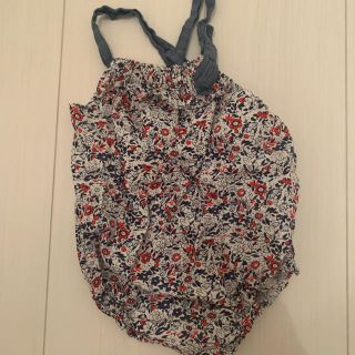 ベビーギャップ(babyGAP)の花柄baby gap ボディオール　フリルロンパース　70cm 6〜12M(カバーオール)