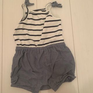 ベビーギャップ(babyGAP)のbaby gap ストライプボーダーボディオール　ロンパース60cm (カバーオール)