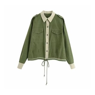 ザラ(ZARA)の🍁秋先行🍁2072◆khaki 配色 シャツ ブラウス(シャツ/ブラウス(長袖/七分))