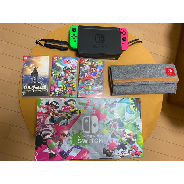 独特の素材 Nintendo 任天堂Switch本体&ポーチ&ソフト3本 - Switch
