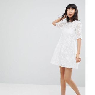 エイソス(asos)の白レースチュニックワンピース(チュニック)