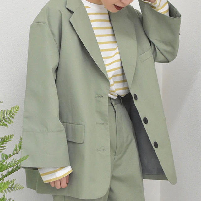 セットアップ　ジャケット　パンツ　ライトグリーン　kutir オーバーサイズ レディースのレディース その他(セット/コーデ)の商品写真