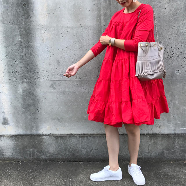 mite   fairy dress redひざ丈ワンピース