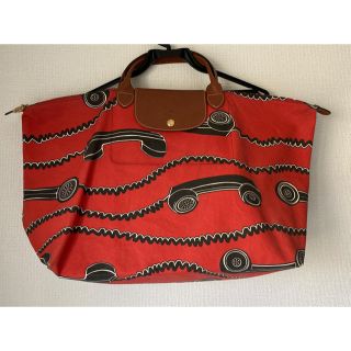 ロンシャン(LONGCHAMP)のJeremy Scott  Longchamp 黒電話柄　トートバッグ(トートバッグ)