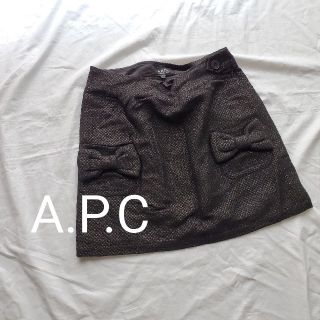 アーペーセー(A.P.C)のA.P.C スカート　【ポーランド製】リボン　ブラック(ミニスカート)