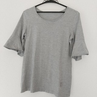 シルク95％のグレーカットソー(Tシャツ(半袖/袖なし))
