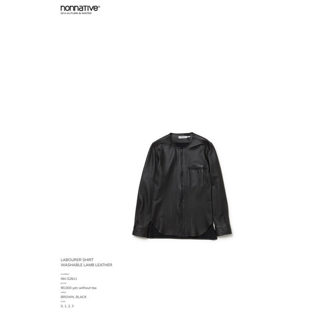 nonnative レザー　ノーカラーシャツ　ノンネイティブ　美品