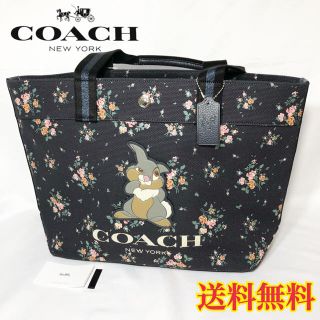 コーチ(COACH)の新品❤️コーチ トートバッグ ディズニー コラボ タンパー ブラック フラワー(トートバッグ)