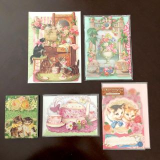 フランフラン(Francfranc)の猫ちゃん他♡ 輸入 可愛いカード４枚セット＋おまけメモ帳(カード/レター/ラッピング)