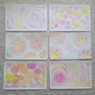【水彩画】花(B-5)6種類セット　ポストカード　花やフルーツの絵　(絵画/タペストリー)