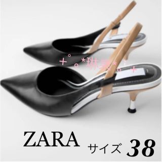 ザラ(ZARA)のザラ　ZARA ヒールディテール付きスリングバック シューズ パンプス サンダル(ハイヒール/パンプス)