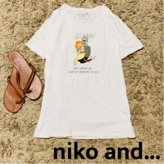 ニコアンド(niko and...)のniko and...ニコアンド...おじさんプリントコットンTシャツ(Tシャツ(半袖/袖なし))