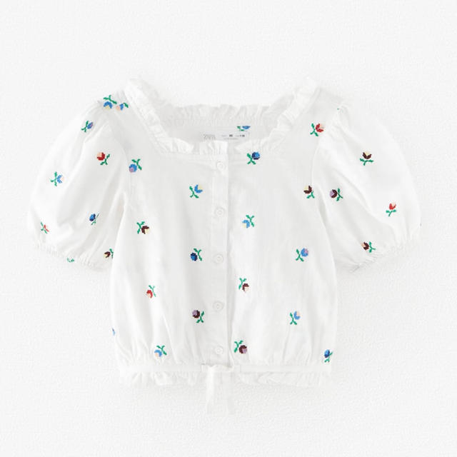 ZARA KIDS(ザラキッズ)のzara フラワー刺繍ブラウス レディースのトップス(シャツ/ブラウス(半袖/袖なし))の商品写真