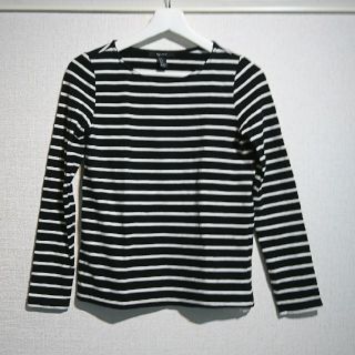 フォーエバートゥエンティーワン(FOREVER 21)の長袖 ロングTシャツ ボーダー ブラック S FOREVER21(Tシャツ(長袖/七分))