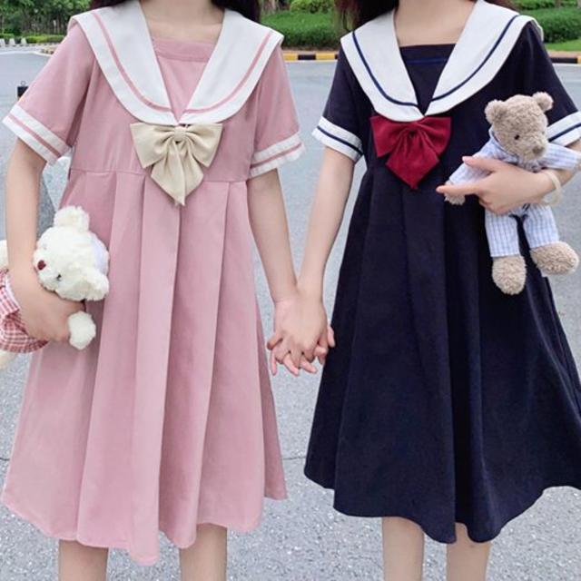 ワンピース レディース 半袖 セーラー服 ロリータ ゆめかわいい 双子コーデの通販 By 毒いちご ラクマ