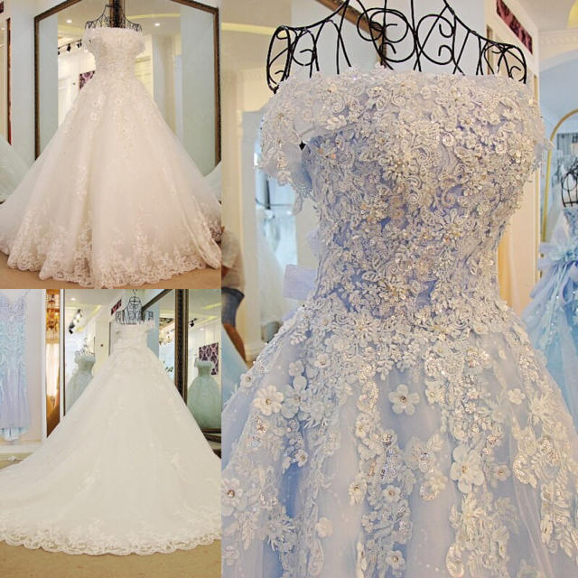 豪華ウェディングドレス ゴージャス 結婚式 3色選択可サイズオーダー無料