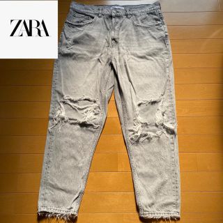 ザラ(ZARA)のZARA ダメージデニム　テーパード　19ss ブラック　ホワイト　早い者勝ち(デニム/ジーンズ)