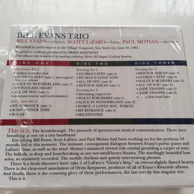 BILL EVANS Complete 3CD Box set エンタメ/ホビーのCD(ジャズ)の商品写真