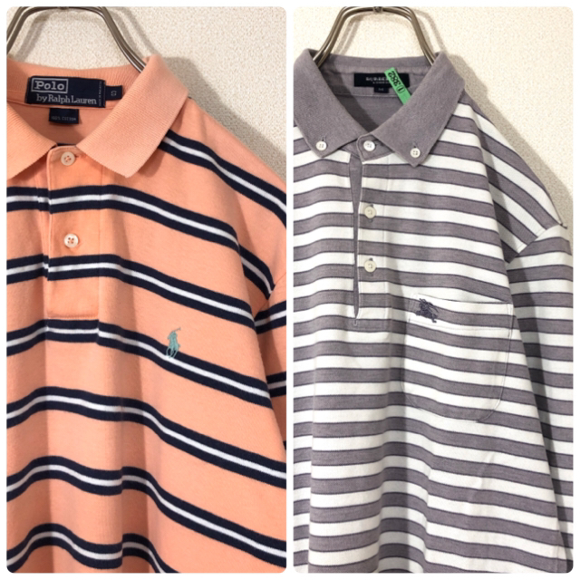 POLO RALPH LAUREN(ポロラルフローレン)のPolo by Ralph Lauren ポロシャツ ボーダー 半袖 刺繍 古着 メンズのトップス(ポロシャツ)の商品写真