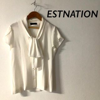 エストネーション(ESTNATION)のESTNATION シースルー ボウタイ ブラウス オフホワイト(シャツ/ブラウス(半袖/袖なし))