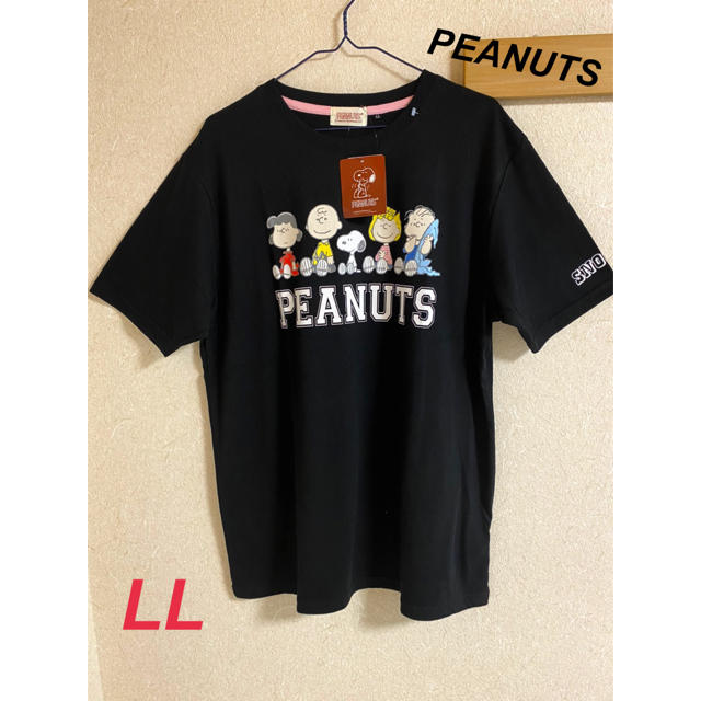 PEANUTS(ピーナッツ)の新品　PEANUTS スヌーピー　メンズ　プリント　Tシャツ　ブラック　LL メンズのトップス(Tシャツ/カットソー(半袖/袖なし))の商品写真