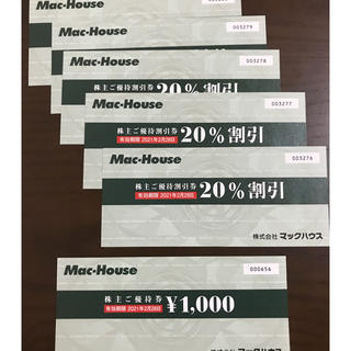 マックハウス(Mac-House)のマックハウス 株主優待券 1000円＋20%割引×5枚(ショッピング)
