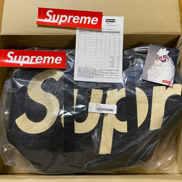 メンズsupreme raffia tote black