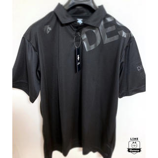 デサント(DESCENTE)のデサント　左胸ビッグロゴ　半袖ポロシャツ　サイズO ブラック新品未使用　吸汗速乾(ポロシャツ)