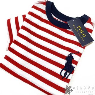 ポロラルフローレン(POLO RALPH LAUREN)の新品 ラルフローレン 5/115 レッド ビッグポニー ストライプTシャツ(Tシャツ/カットソー)