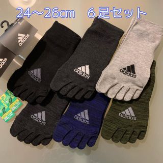 アディダス(adidas)のアディダス　5本指ソックス　福助 靴下　黒　グレー　まとめ売り　6足セット(ソックス)